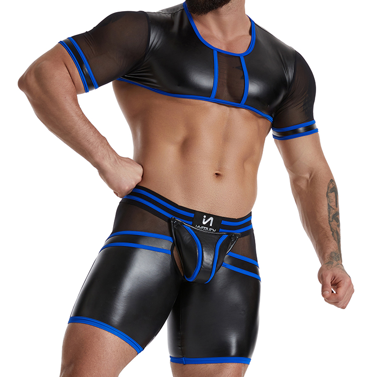 Faux Leather Men's Boxer Briefs Sexy Costumes