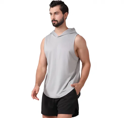Men's Breathable Quick Dry Hooded Athletic Tank Top