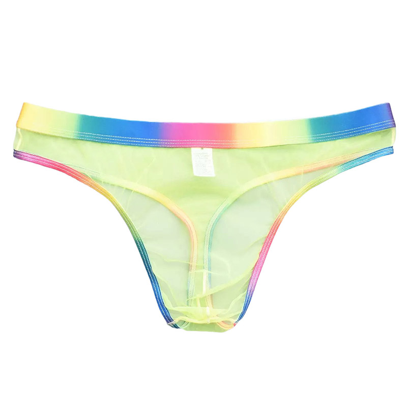 Rainbow Colorful Mesh Thong G-string for Men