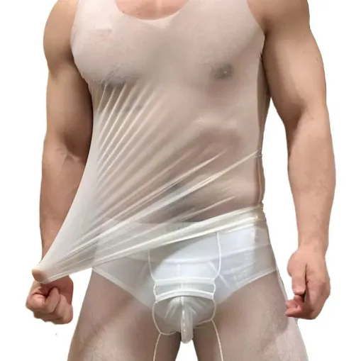 Breathable and See-through Mens Tank Top