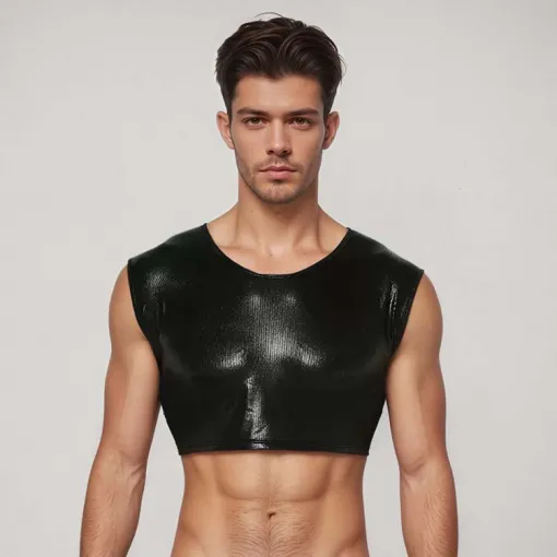 PU Leather Tank Top for Men