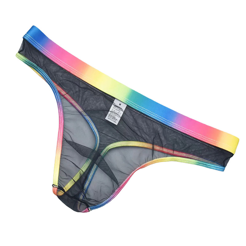 Rainbow Colorful Mesh Thong G-string for Men